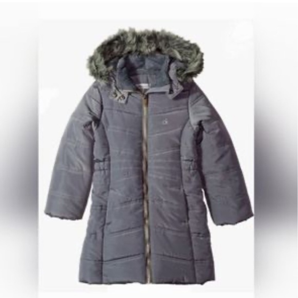 Calvin Klein Jeans Big Girls Micro-fleece lined Aerial Puffer  gray Jacket -4